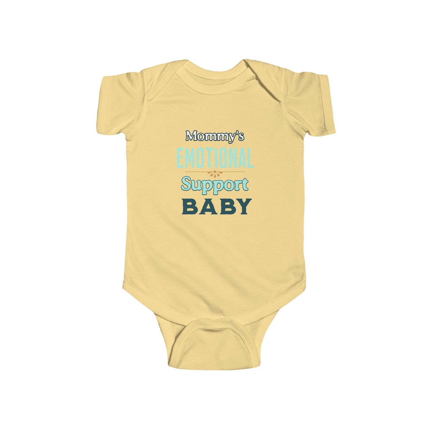 Butter color baby onesie with emotional support message great gift for a first time mom