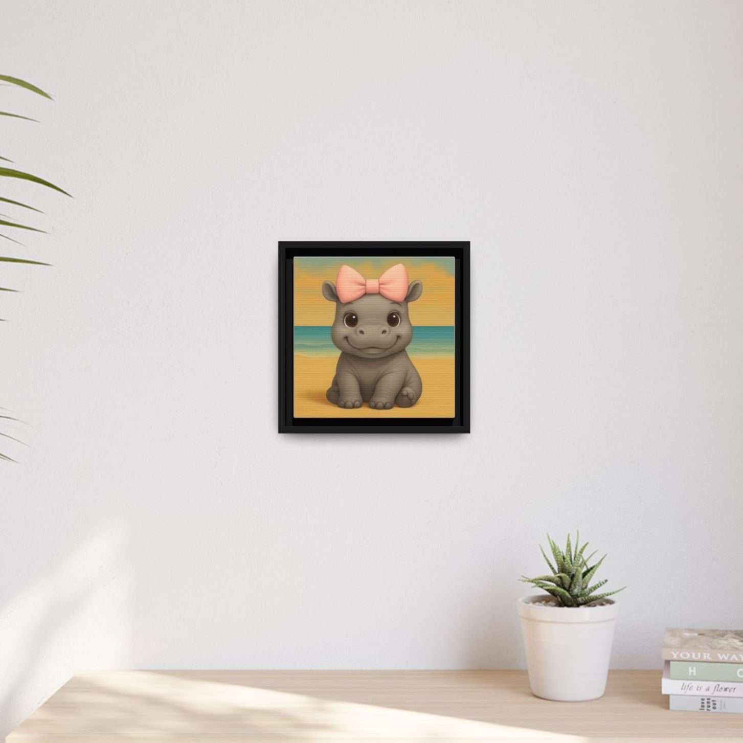 Eco-friendly baby hippo nursery wall art