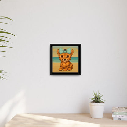 Framed safari animal canvas print – cute baby cheetah wall decor for kids bedroom