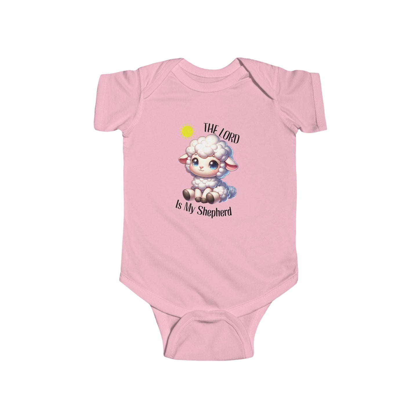 Baby shower gift – Christian baby bodysuit with adorable sheep print