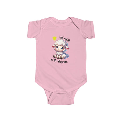 Baby shower gift – Christian baby bodysuit with adorable sheep print
