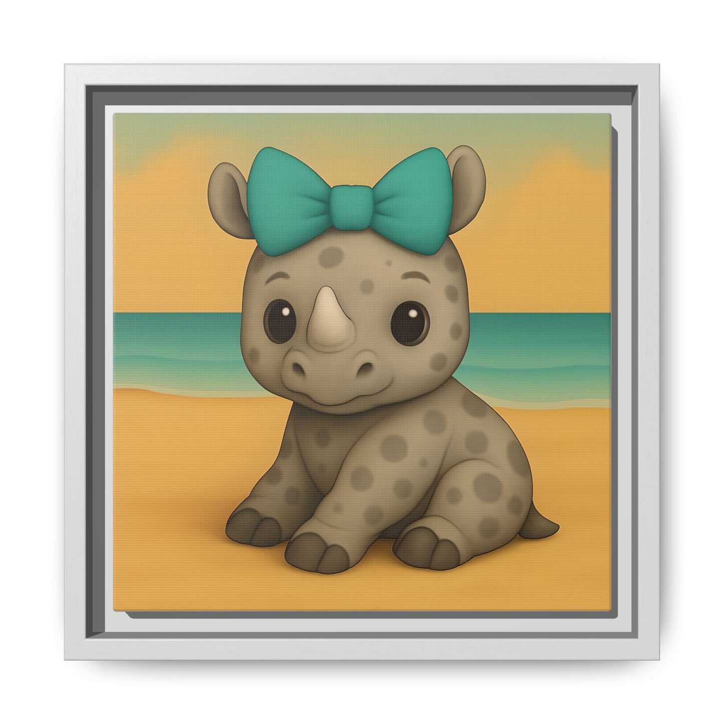 Jungle nursery rhino art printed on 10x10 eco canvas