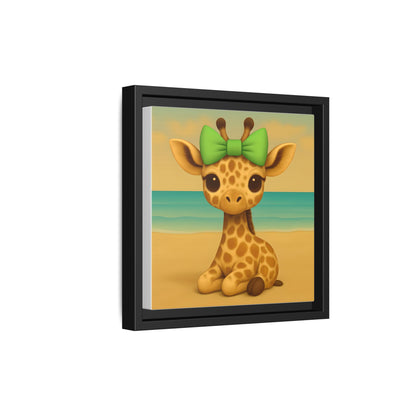 cute baby giraffe wall decor on pine frame  