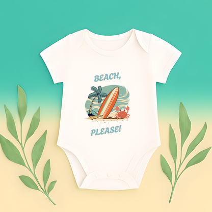 Beach, Please! Baby Onesie – Funny Summer Baby Bodysuit | Tropical Infant Outfit