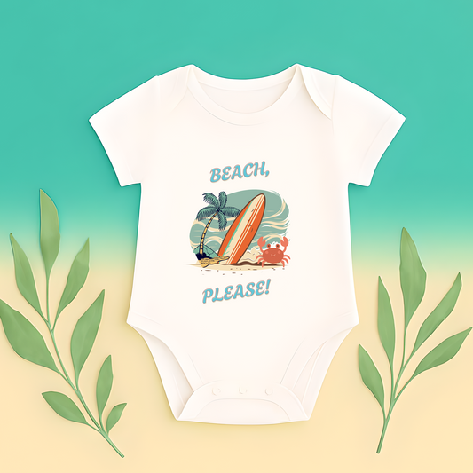 Beach, Please! Baby Onesie – Funny Summer Baby Bodysuit | Tropical Infant Outfit