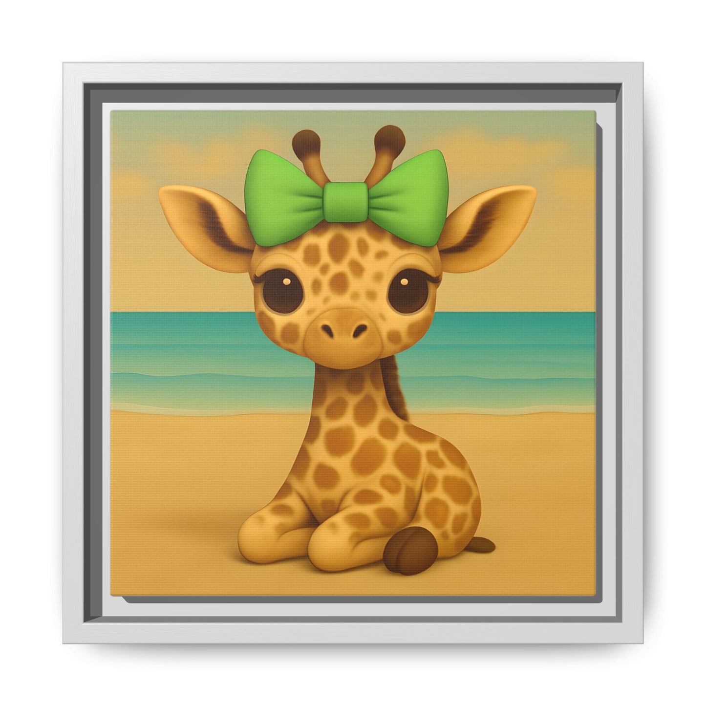 sustainable framed giraffe canvas for kids room  