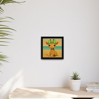 giraffe framed canvas print handmade décor  
