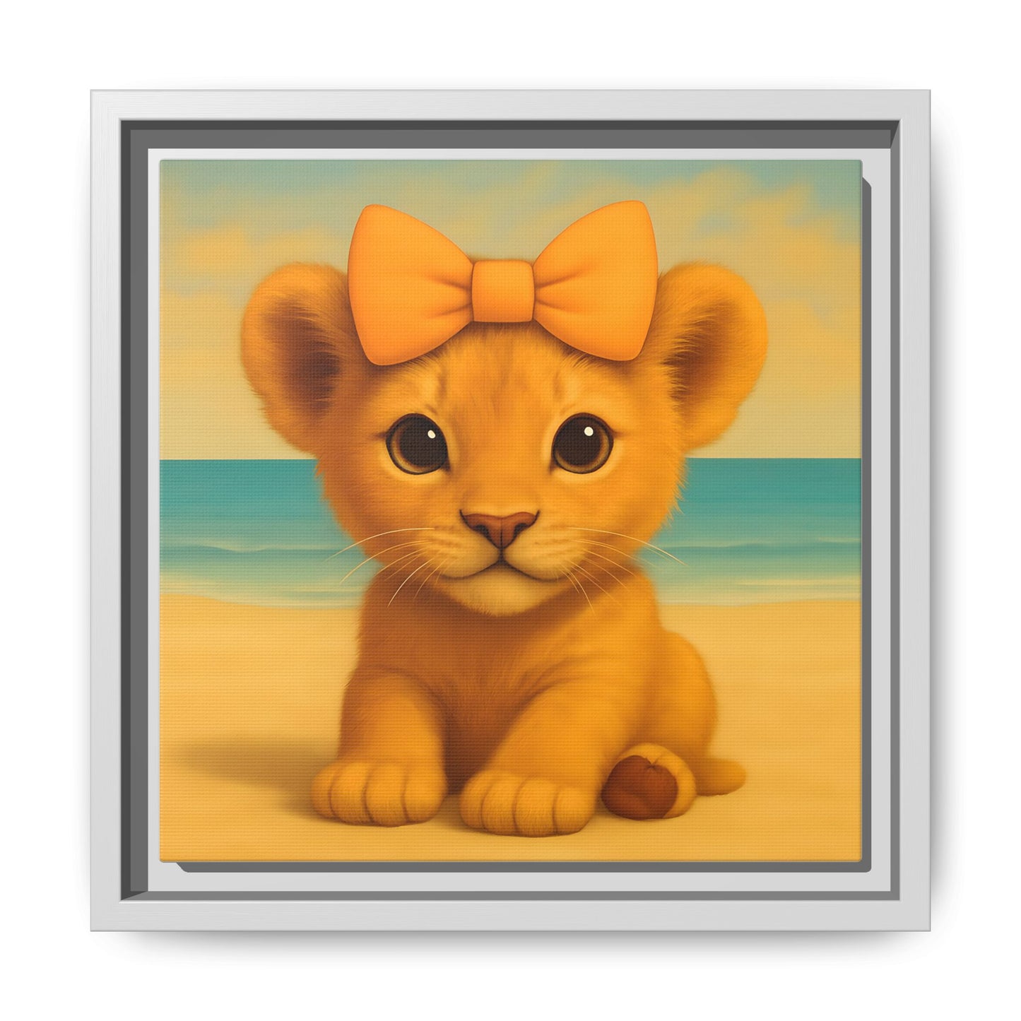 lion wall décor framed canvas with sustainably sourced pine frame