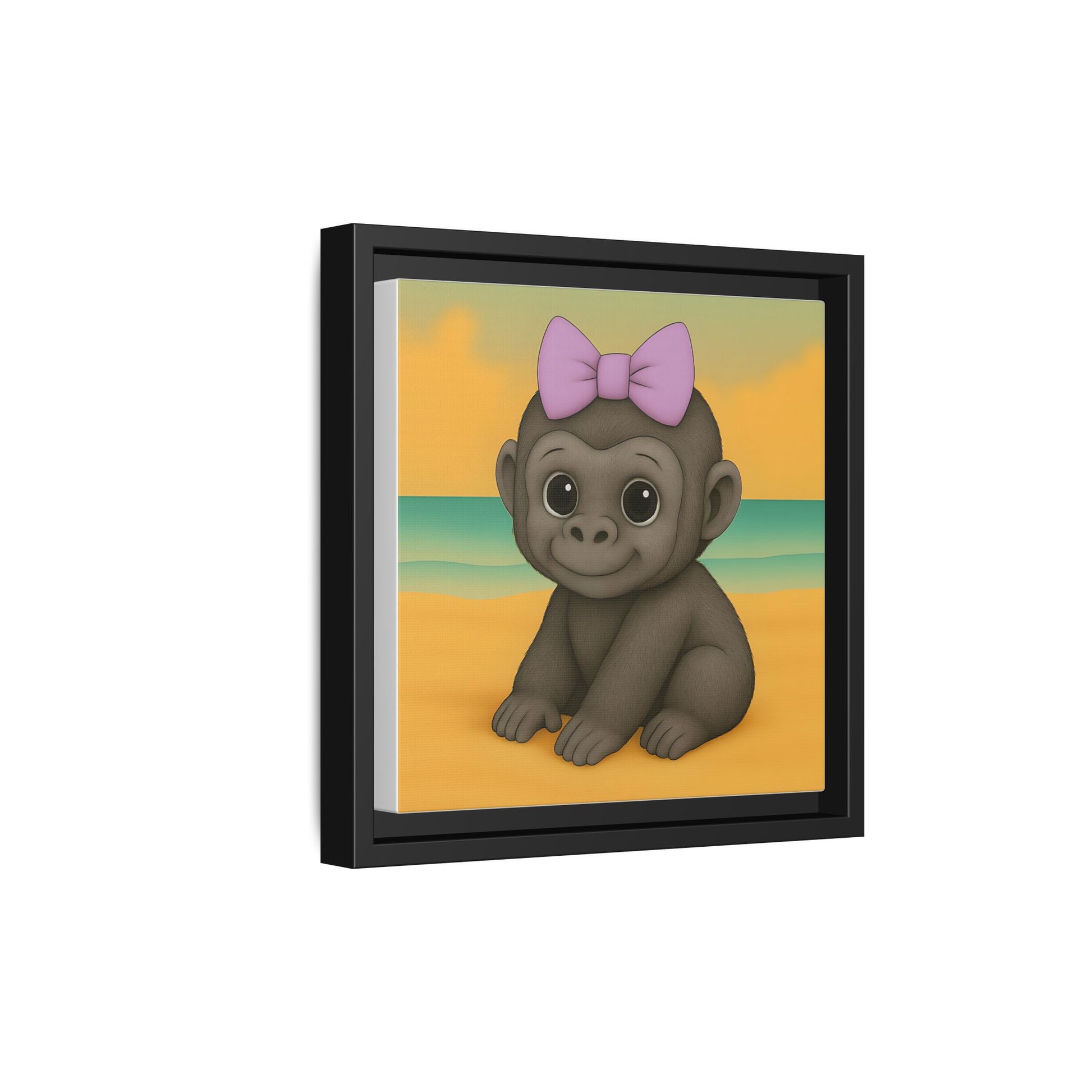 baby girl nursery decor with cartoon monkey art