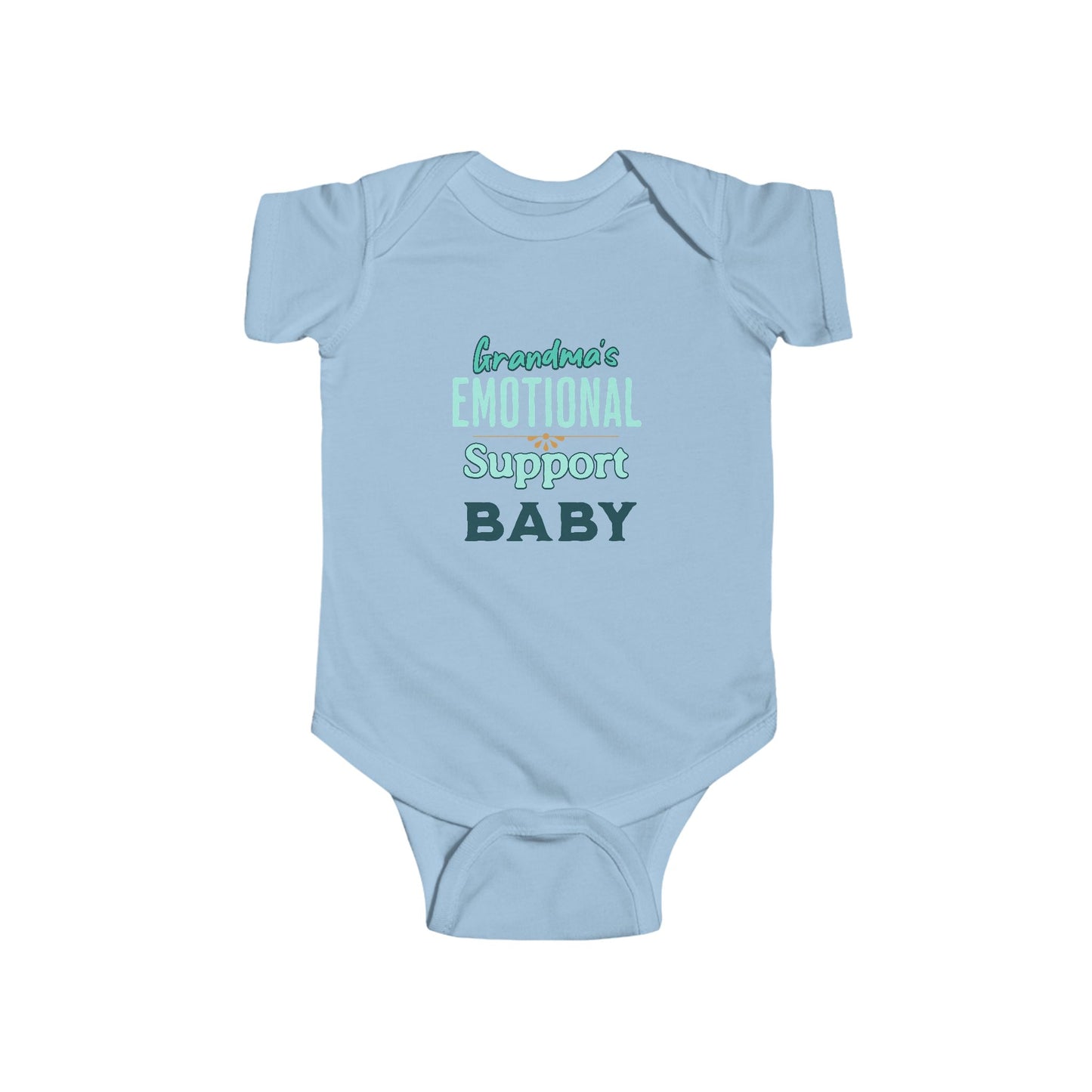 cotton baby bodysuit with grandma-inspired emotional support print