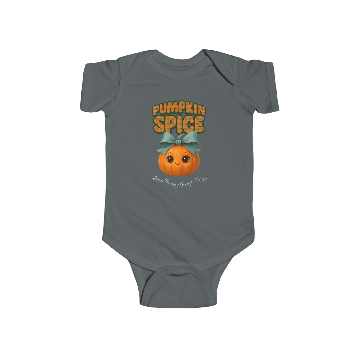 Pumpkin spice and everything nice baby outfit – adorable fall themed infant onesie.