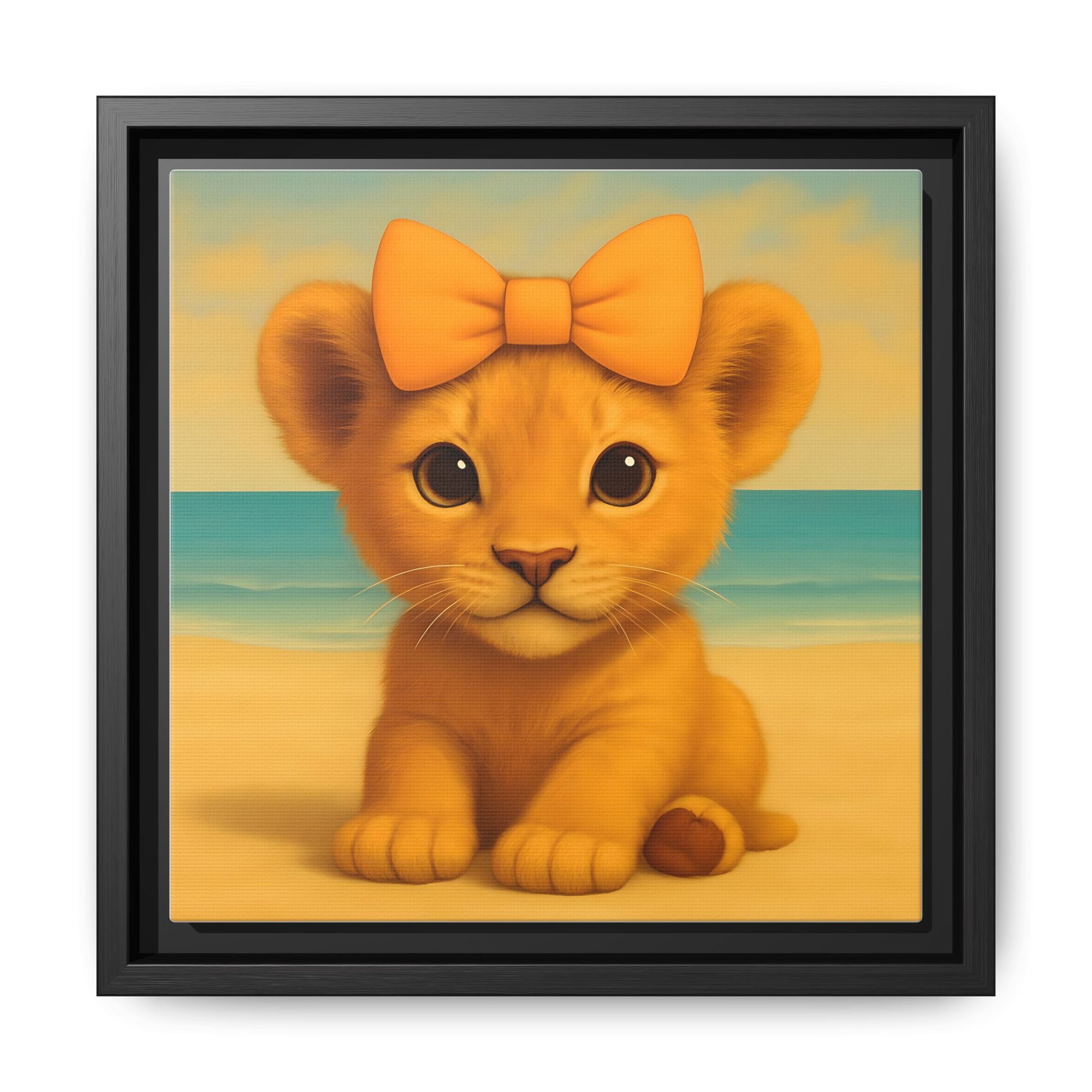 baby lion canvas wall art for safari nursery décor