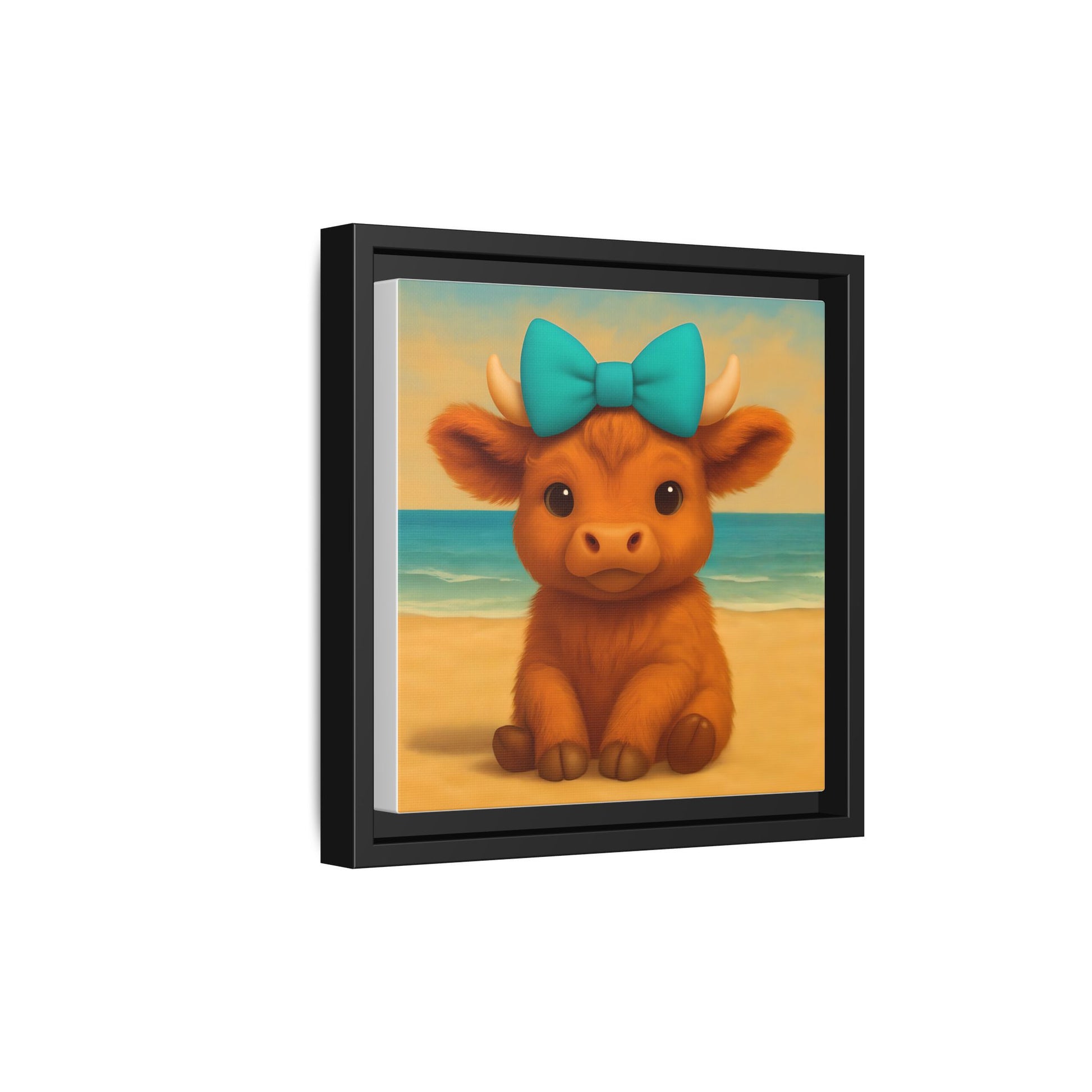 10x10 Highland Cow framed canvas for rustic home décor