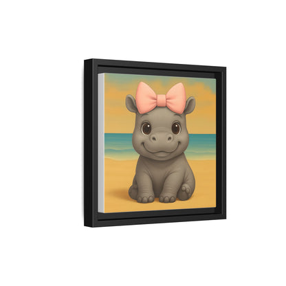 Safari nursery canvas featuring adorable baby hippo illustration
