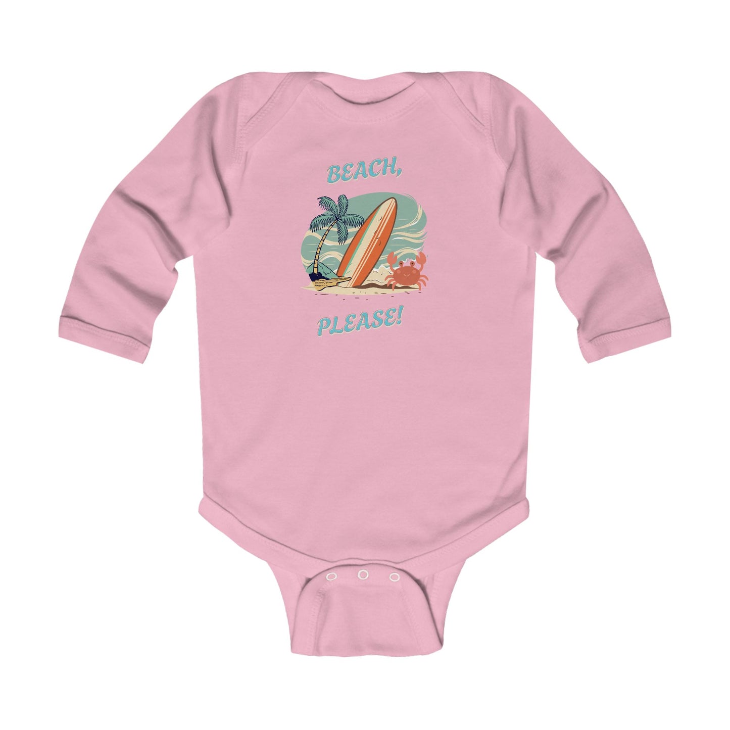 Pink beach themed baby onesie and perfect outfit for vacations