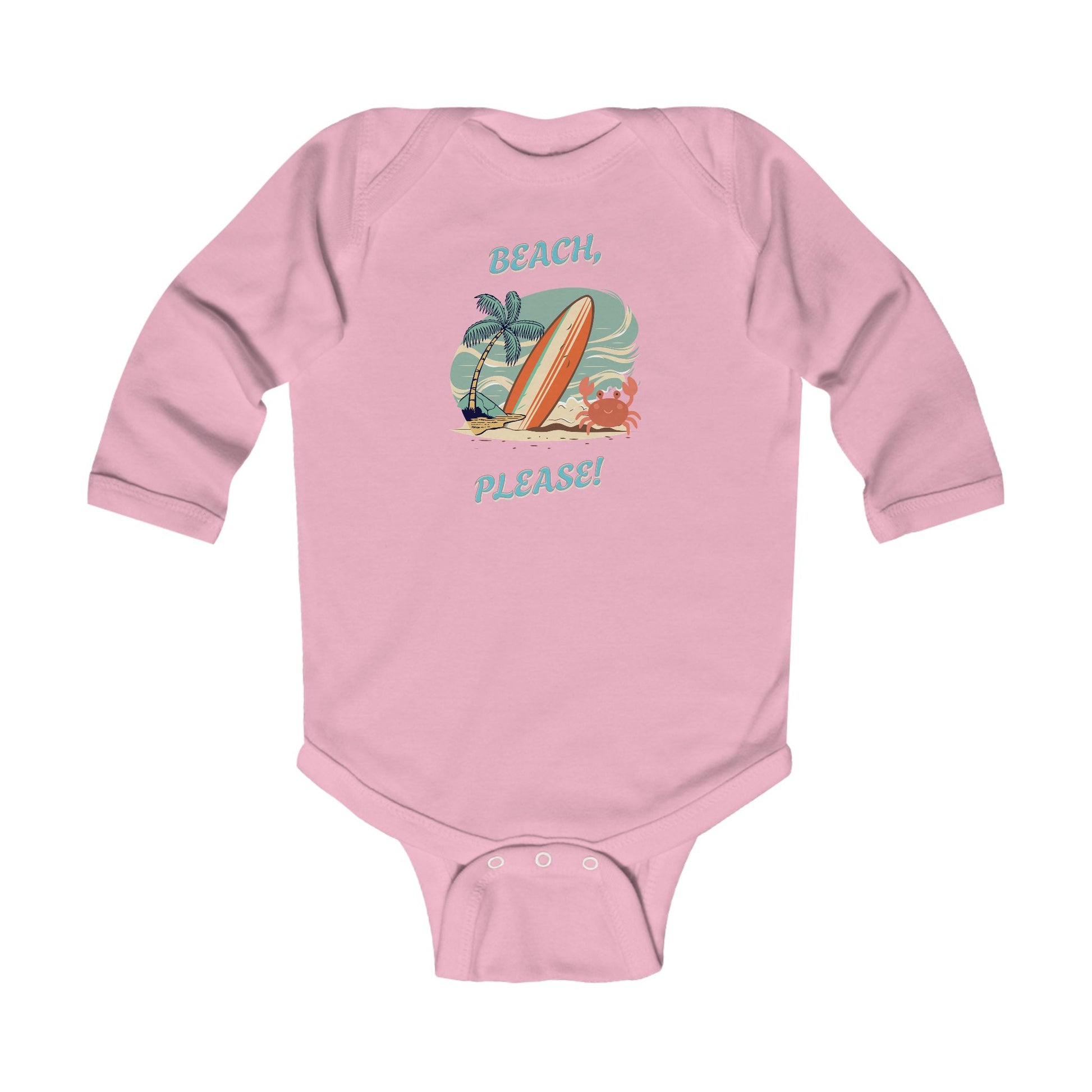 Pink beach themed baby onesie and perfect outfit for vacations