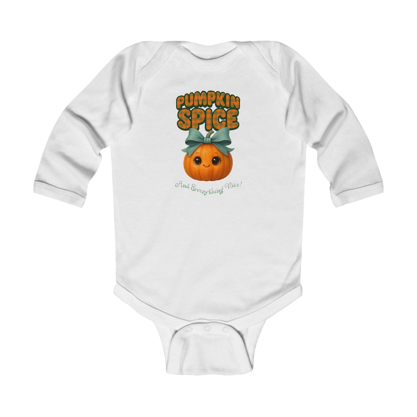 Pumpkin spice themed baby outfit for fall and Thanksgiving