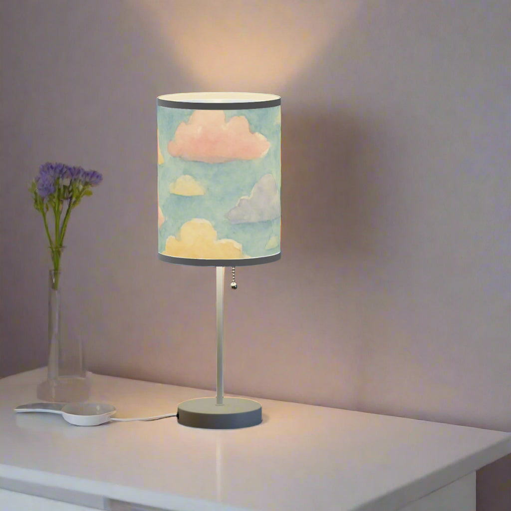 Whimsical sky-themed lamp perfect for desks and side tables