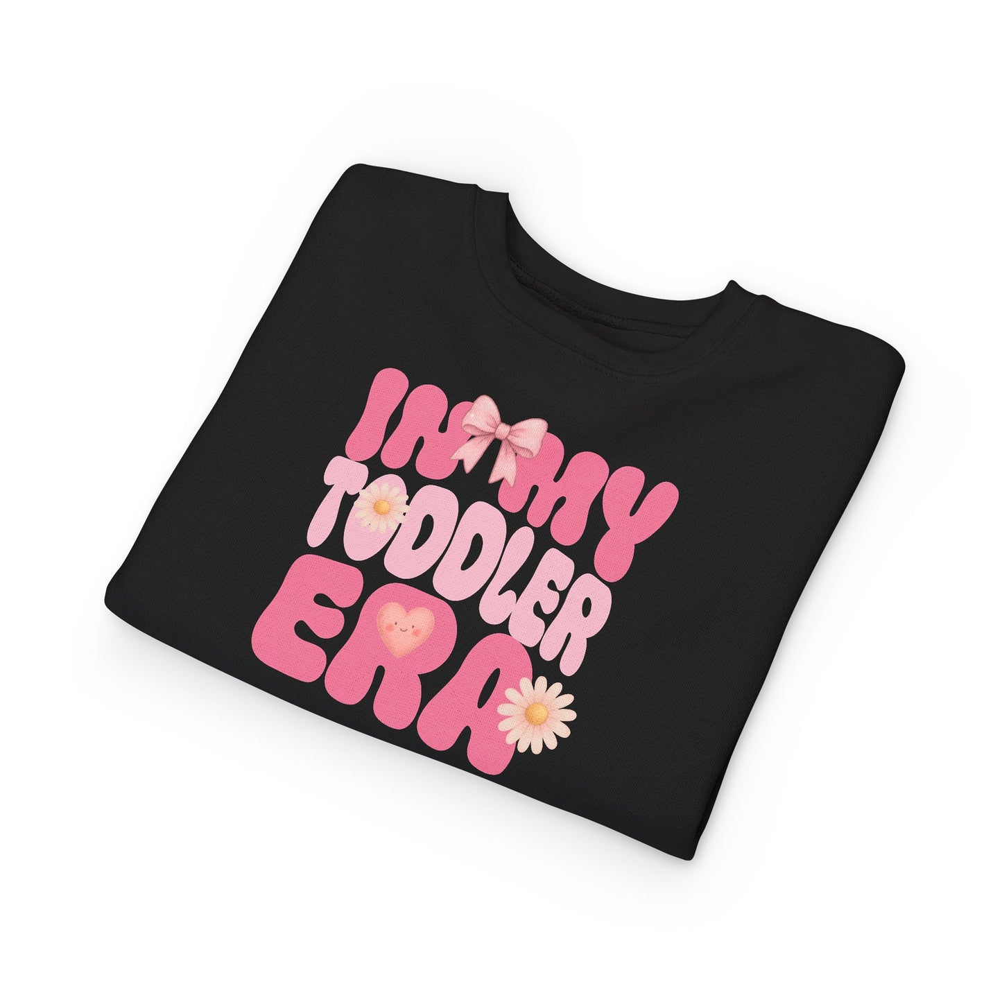 Trendy baby and toddler pullover sweater with retro pink lettering and floral accents