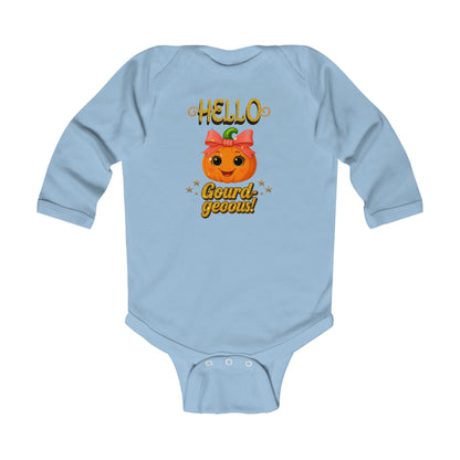 Blue Long sleeve infant onesie perfect for baby’s first Halloween or Thanksgiving