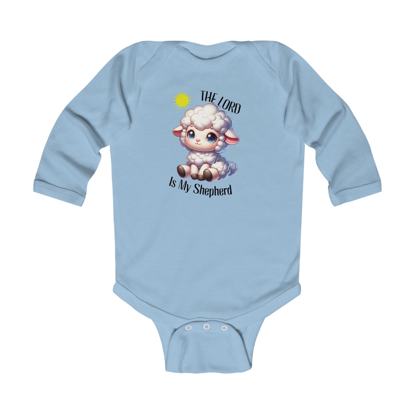 Psalm 23 Christian baby blue onesie outfit for church and baby shower gifts