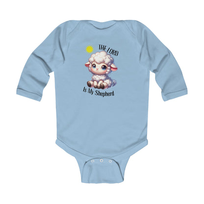 Psalm 23 Christian baby blue onesie outfit for church and baby shower gifts