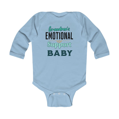 Soft cotton blue infant bodysuit perfect for baby shower or new grandma gift