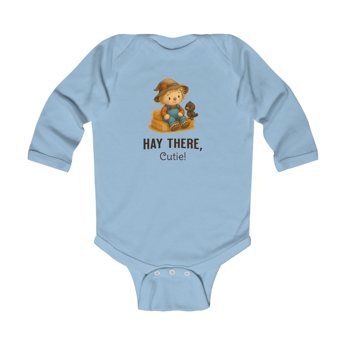 Blue scarecrow onesie baby first fall baby shower gift with cute crow design