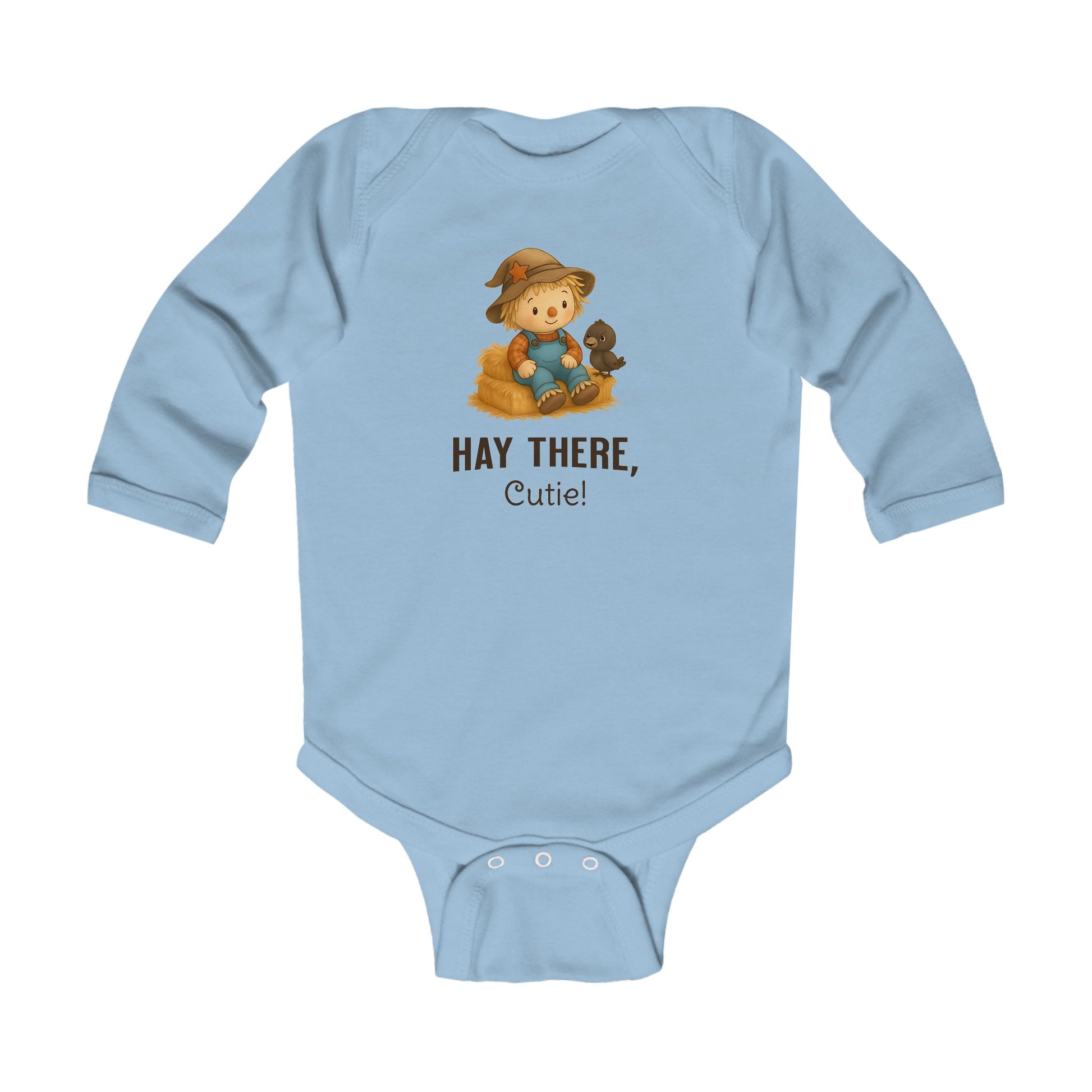 Blue scarecrow onesie baby first fall baby shower gift with cute crow design