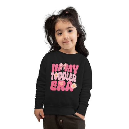 Cute toddler girl outfit – black crewneck sweatshirt with bow and heart print design