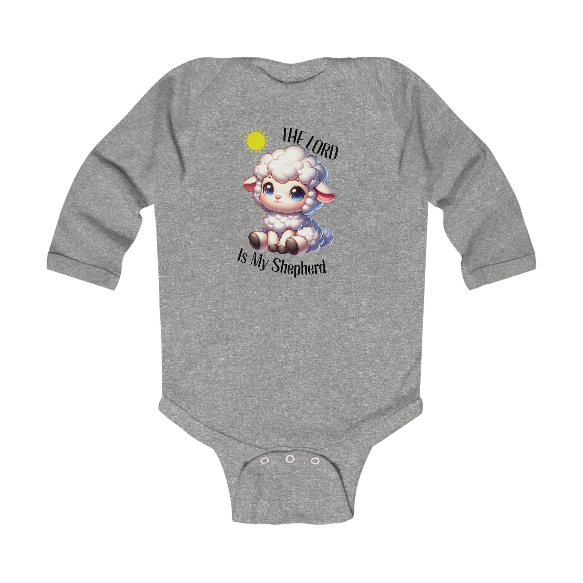 Infant dedication baby bodysuit with The Lord Is My Shepherd quote