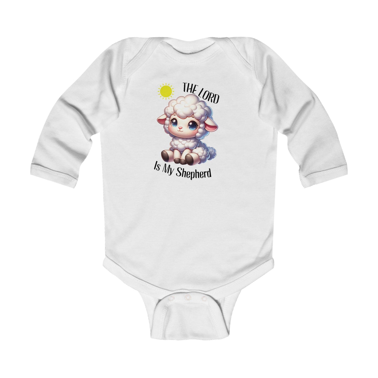 Psalm 23 Christian long sleeve onesie baby outfit for church and baby shower gifts