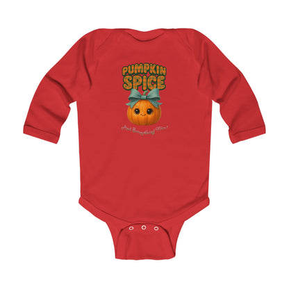 Fall themed newborn romper with pumpkin and bow design